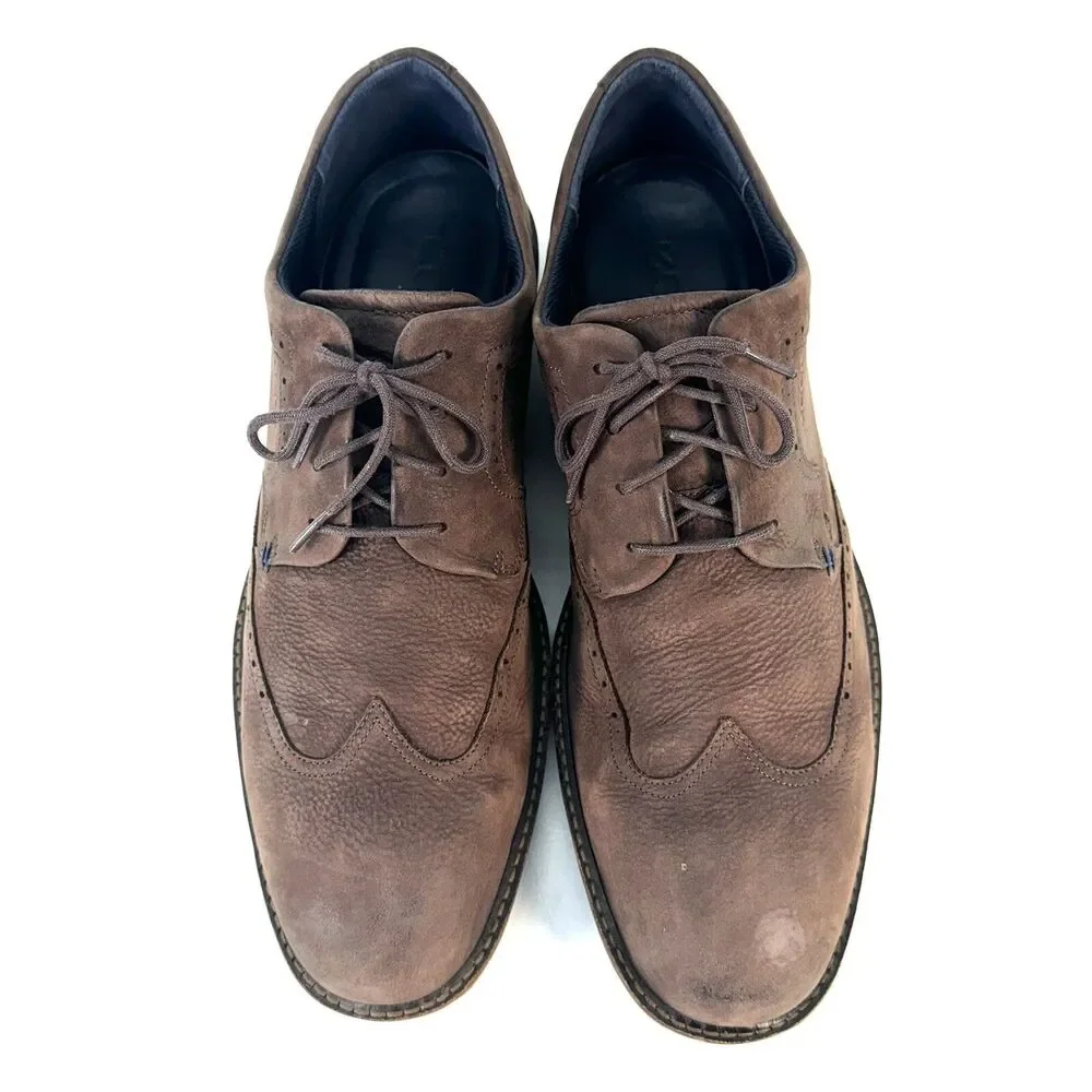 Ecco Kenton Wing Tip Oxfords Mens Sz EU 46 Brown Nubuck Leather
